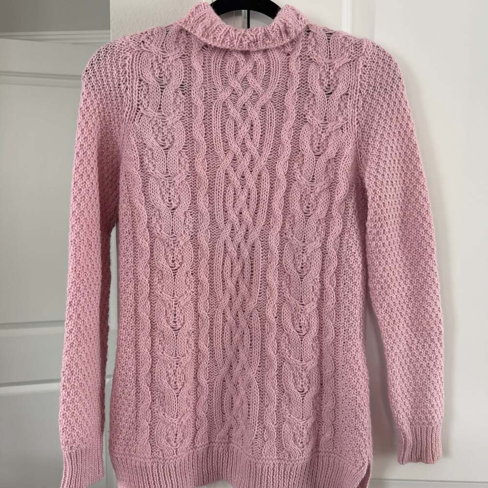 Lauren Ralph Lauren Pink Alpaca Blend Cable Knit Mock Neck Sweater